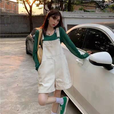 孕妇背带短裤女夏季外穿宽松大码显瘦连体裤休闲减龄阔腿裤8330