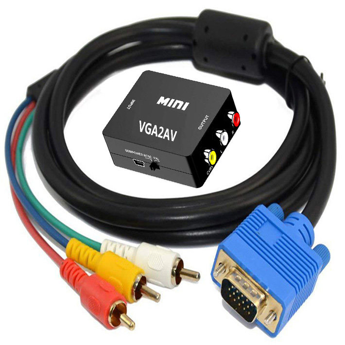 高清电脑主机VGA转AV转换器视频线红白黄莲花线老旧电视屏三色头,3C数码配件,视频线/音频线/AV线,淘宝优惠券,粉丝福利购,淘宝优惠卷