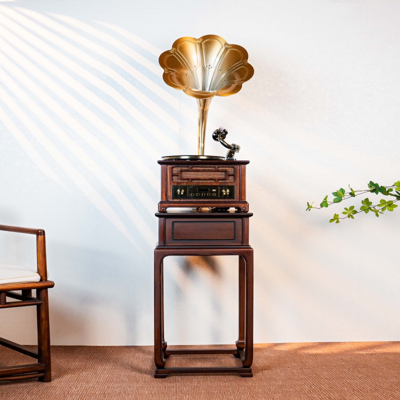 唐典黑胶唱片机留声机复古客厅老上海怀旧新中式家庭低音炮木音响