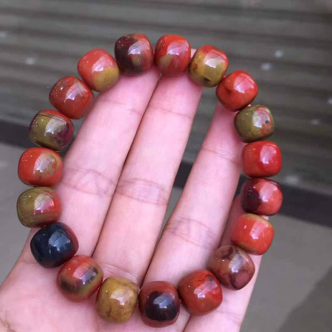 天然正品南红黄皮包浆彩浆蓝浆黑洞老型手链男女款手饰转运送礼