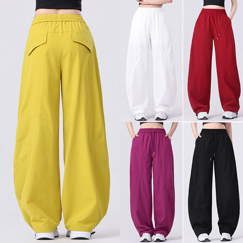 春夏薄款速干白色广场舞弯刀裤女