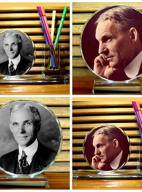 亨利福特摆设纪念品礼物收藏品汽车业周边HenryFord水晶笔筒摆件