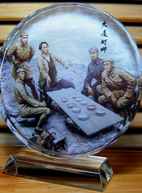 强渡大渡河纪念品礼物红军长征收藏品人偶模型装饰品礼品水晶摆件