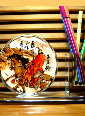 王昌龄礼物收藏品出塞纪念品摆设古代诗人工艺品礼品水晶笔筒摆件