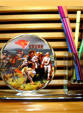 红军过草地纪念品摆设长征收藏品人偶模型工艺品礼品水晶笔筒摆件