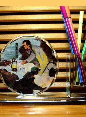 四渡赤水纪念品摆设红军长征工艺品人偶模型收藏品水晶笔筒摆件