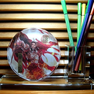 霍去病纪念品礼物收藏品汉朝骠骑将军礼品工艺品模型水晶笔筒摆件