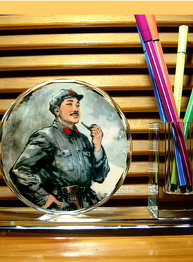 贺龙摆设装饰品礼品十大元帅工艺品革命领袖人偶模型水晶笔筒摆件