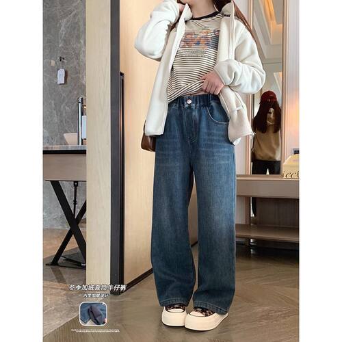 女童显瘦韩版直筒长裤大童女孩洋气百搭牛仔裤儿童春秋季简约裤子