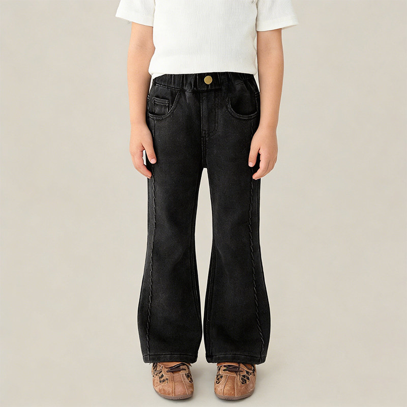 儿童春秋冬季微喇裤女童时尚洋气一体绒牛仔长裤中大童加厚裤子潮,童装/婴儿装/亲子装,儿童牛仔裤,淘宝优惠券,粉丝福利购,淘宝优惠卷