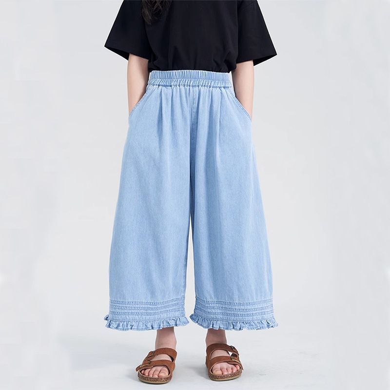 女童韩版花边时髦九分裤