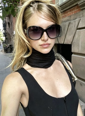 欧美朋克水钻铆钉墨镜女 大框显脸小渐变紫镜片 户外防晒太阳眼镜
