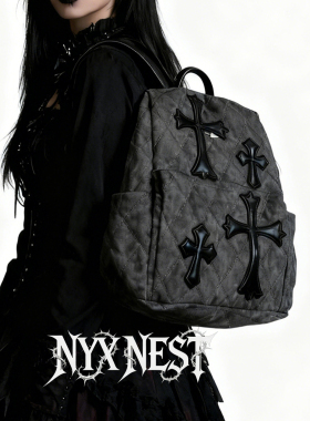 NYX NEST十字架朋克风双肩包女大容量哥特个性小书包Y2K通勤背包