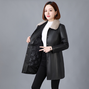 新款皮衣真皮羽绒服女2025年冬季海宁皮草拆卸水貂毛领绵羊皮外套