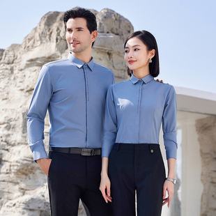 S女暗扣弹力回字纹刺绣西装 浅灰色衬衫 秋37码 2025新款 衬衣 男长袖