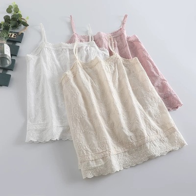 复古森系刺绣蕾丝镂空花边吊带背心女夏日绝美打底衫减龄内搭上衣