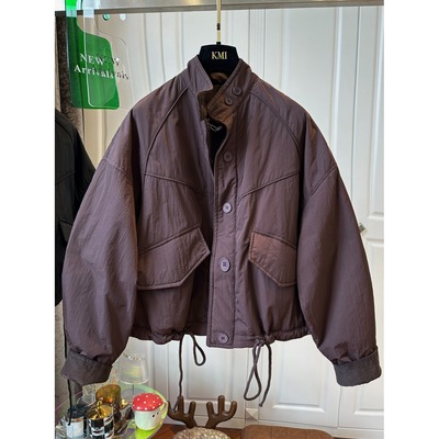 欧货高级感工装立领棉服短外套女冬季设计感抽绳休闲夹棉保暖棉衣