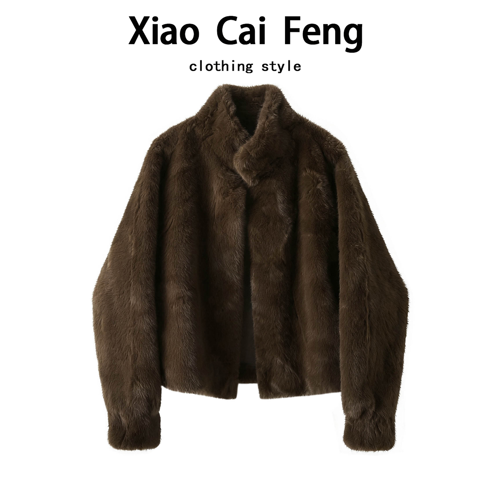 仿水貂绒皮毛一体大衣外套女冬季立领加厚环保皮草短款毛毛绒上衣