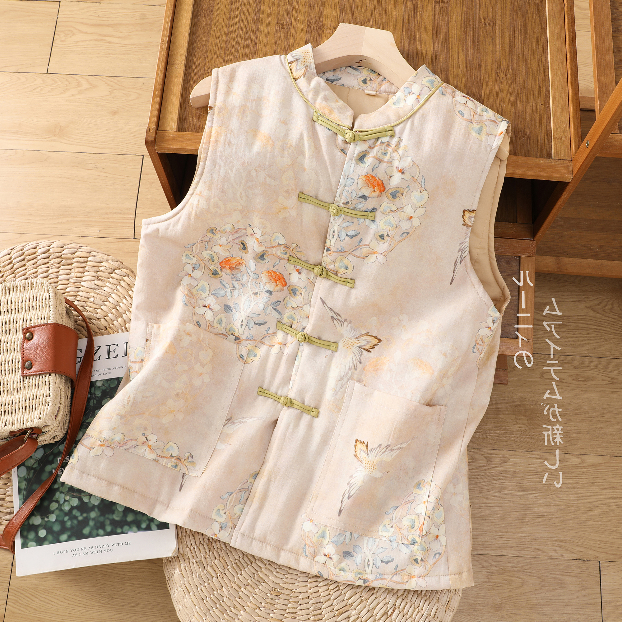 唐装新中式国风盘扣背心马甲女秋冬无袖坎肩外穿加厚保暖马夹外套