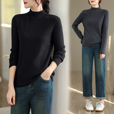 针织衫女半高领打底衫内搭秋冬新款洋气毛衣高级感配大衣的上衣潮