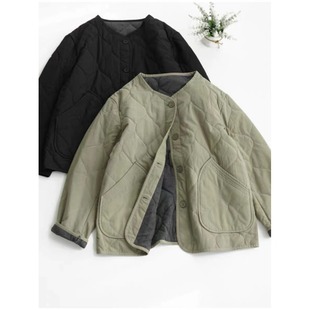 日系复古夹棉保暖棒球服外套女冬季棉袄宽松休闲加厚圆领棉衣棉服