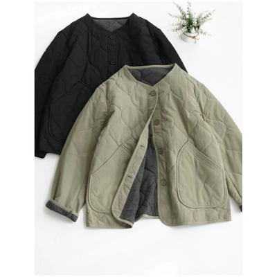 日系复古夹棉保暖棒球服外套女冬季棉袄宽松休闲加厚圆领棉衣棉服