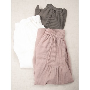 宽松百搭直筒大脚九分裙裤 薄款 女夏季 外贸出口日系亚麻宽松阔腿裤