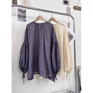 中长款防晒罩衫女夏季宽松慵懒风松弛感休闲灯笼袖上衣长袖打底衫