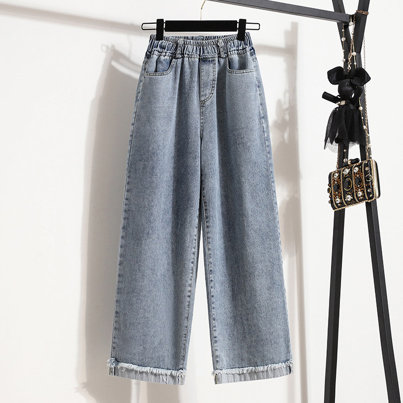 外贸单捡漏法国尾货高腰阔腿裤牛仔裤女宽松直筒显瘦卷边拖地裤子,女装/女士精品,牛仔裤,淘宝优惠券,粉丝福利购,淘宝优惠卷
