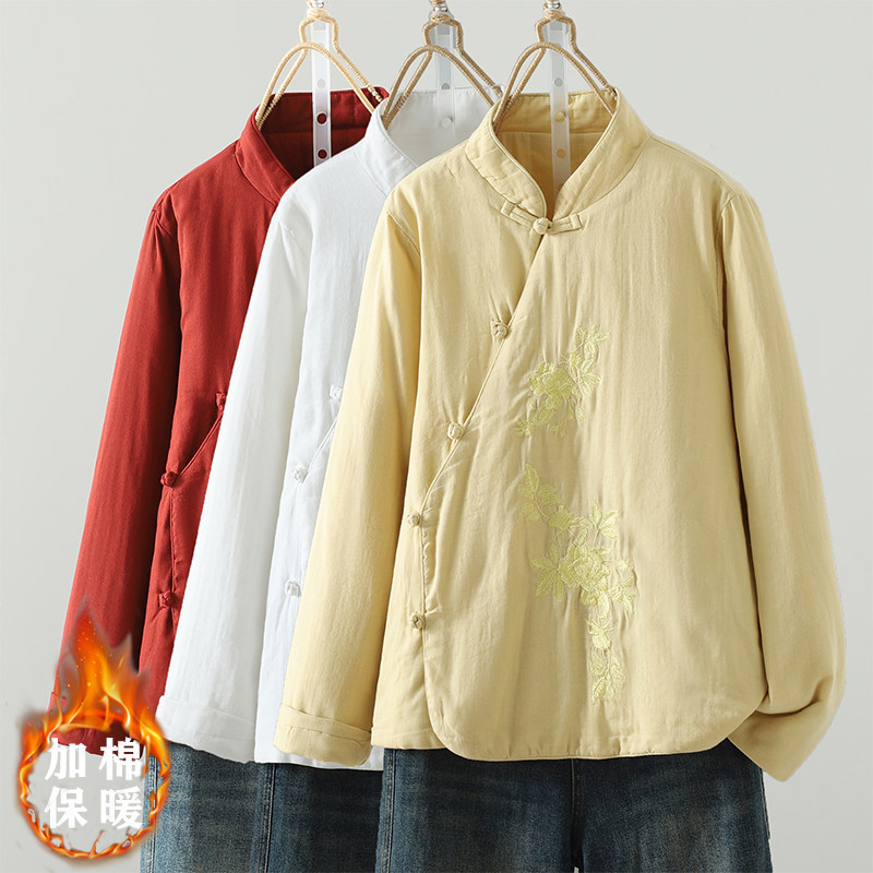 新中式国风刺绣斜襟盘扣棉衣女冬装夹棉加厚保暖棉服改良唐装上衣,女装/女士精品,棉衣/棉服,淘宝优惠券,粉丝福利购,淘宝优惠卷