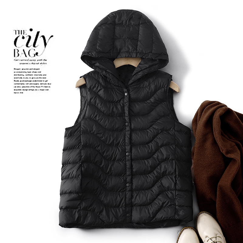 轻薄羽绒棉服马甲外套女秋冬韩版外穿保暖坎肩无袖连帽背心马夹潮