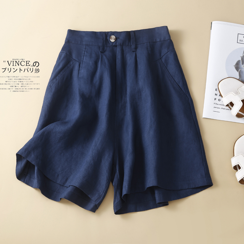 棉麻西装短裤女夏季薄款宽松大码通勤垂感工装阔腿裙裤山本五分裤