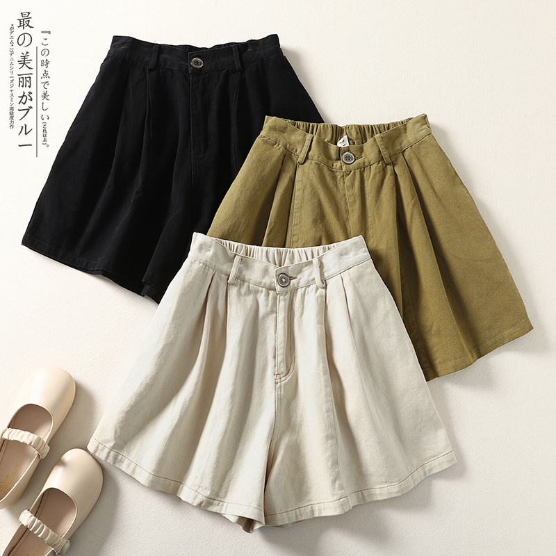 棉麻短裤女夏季通勤高腰宽松显瘦休闲五分阔腿裤薄亚麻a字热裤裙