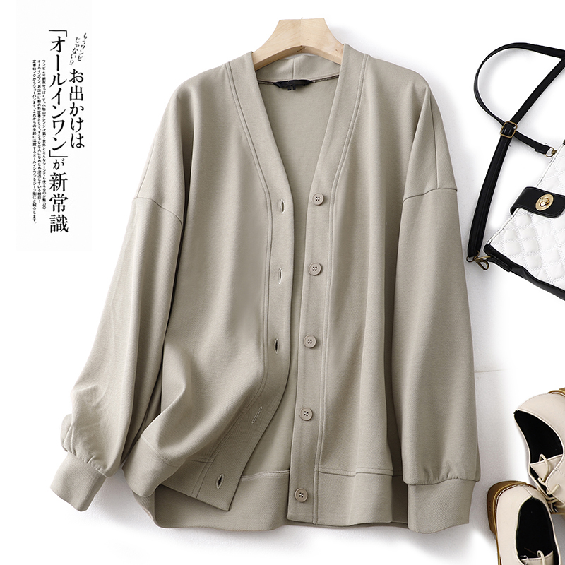 韩系宽松卫衣外套女秋冬新款百搭休闲慵懒风V领棒球服开衫上衣潮