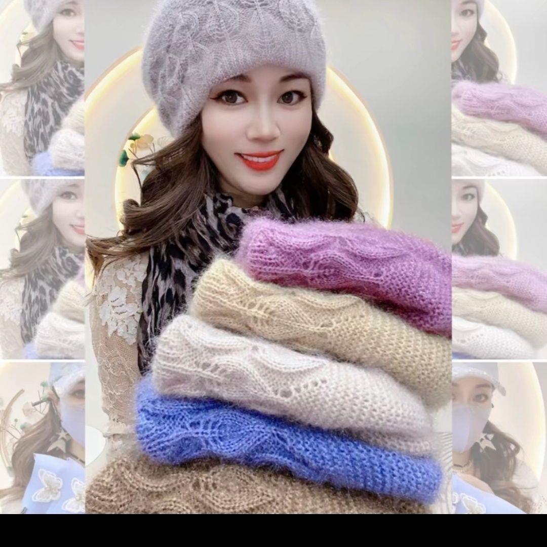 2025年新款气质堆堆帽手工编织松鼠绒帽ins通用显瘦中秋送礼佳品