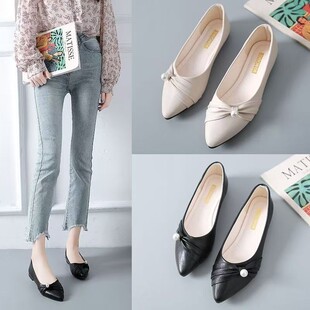 单鞋女2026新款春秋百搭浅口女鞋子夏款软底软皮豆豆鞋尖头平底鞋