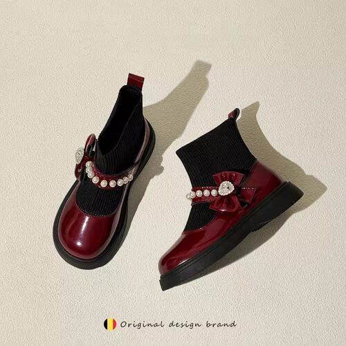 女童弹力马丁靴秋冬新款真皮袜靴