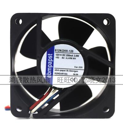 612N/2GH 12V 200MA 2.4W原装德国ebmpapst 60*60*25三线进口风扇
