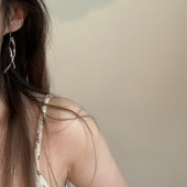 螺丝耳夹 无耳洞可戴长款 飘带吊坠耳环耳钩修饰脸型简约百搭日常