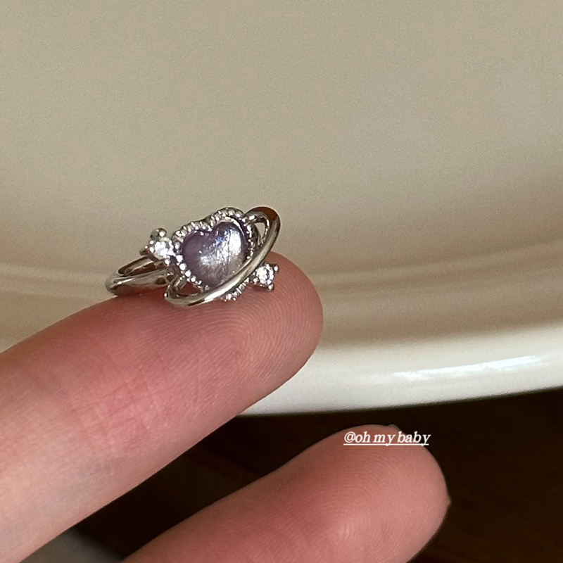 无耳洞可戴耳骨夹淡紫色小爱心