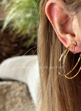 蚊香盘耳夹无耳洞可戴双层银色金色素圈大圈韩风气质百搭高级E841