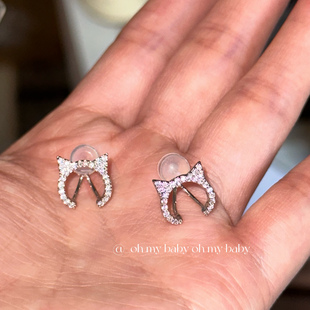 软垫耳夹无耳洞可戴镶钻镂空小猫咪可爱小众设计韩风ins气质E783