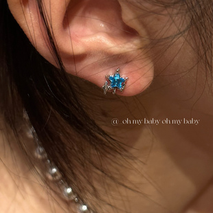 蚊香盘耳夹无耳洞可戴海蓝色星星简约气质ins耳饰韩风高级感/E795