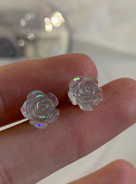 隐形耳夹 无耳洞可戴 半透明玫瑰花耳钉耳饰气质百搭温柔 / E338