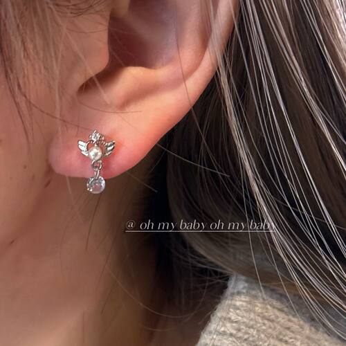 隐形耳夹无耳洞迷你天使翅膀吊坠