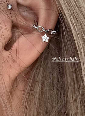 耳骨夹 无耳洞可戴 链条迷你小星星吊坠镶钻精致五角星   /  EG49