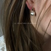 隐形耳夹无耳洞可戴磨砂拉丝圆球耳钉金银简约高级ins冷淡风E744