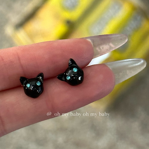 隐形耳夹三角耳夹蓝眼黑色小狗猫
