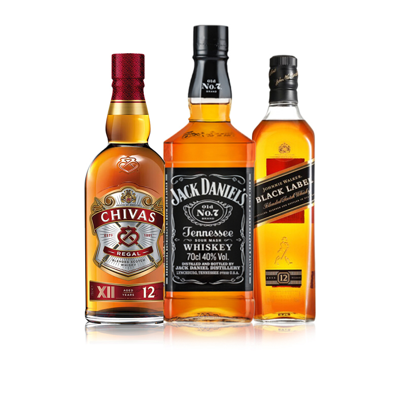 芝华士12年苏格兰威士忌尊尼获加黑方黑牌杰克丹尼洋酒套餐