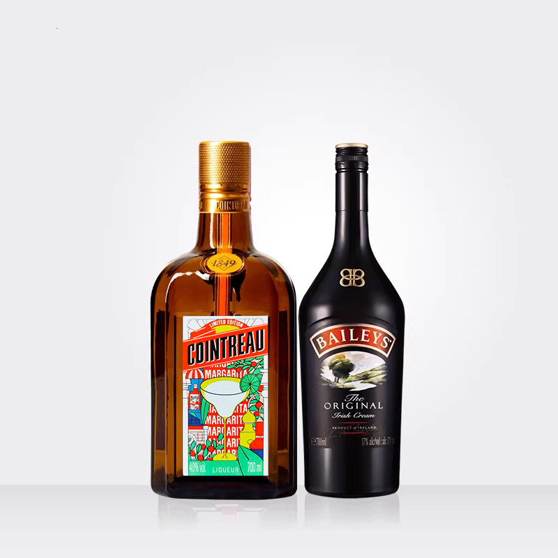 爱尔兰百利甜奶油利口酒法国进口君度橙味力娇酒700ml双支组合装